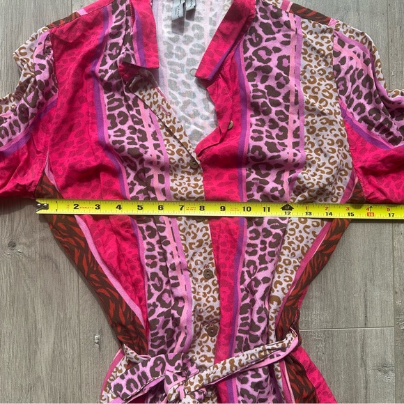 Blank London - Pink and Animal Print Striped Dress - size 4 - Picture 3 of 4